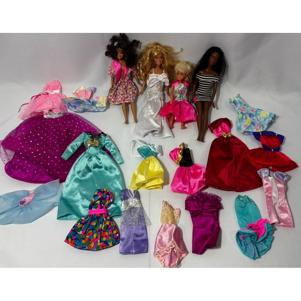 26‎ Piece Vintage 80s 90s Barbie Pink Blue Foral Ballgowns Dresses Lot